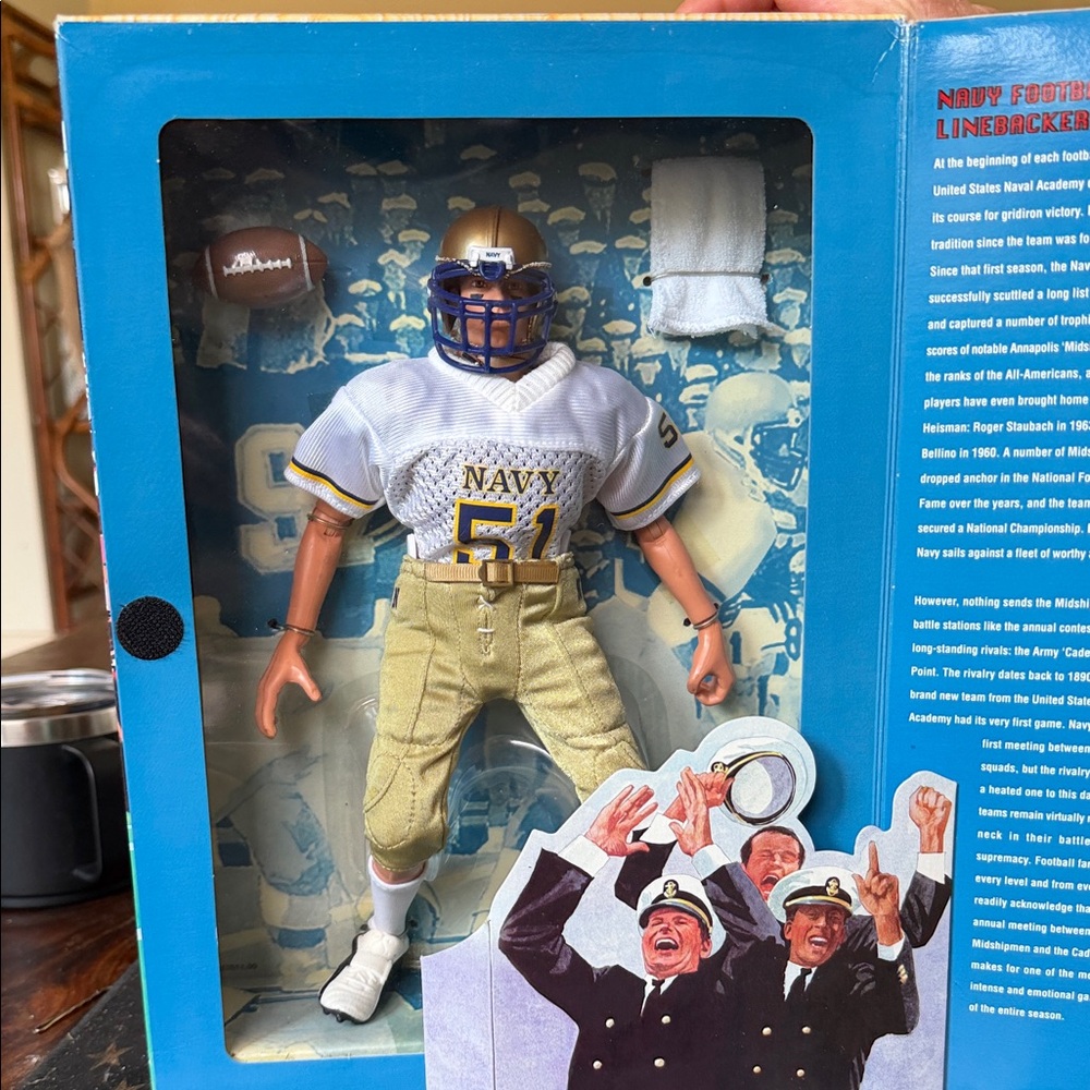 Navy Linebacker Action Figure - White & Gold Football Uniform